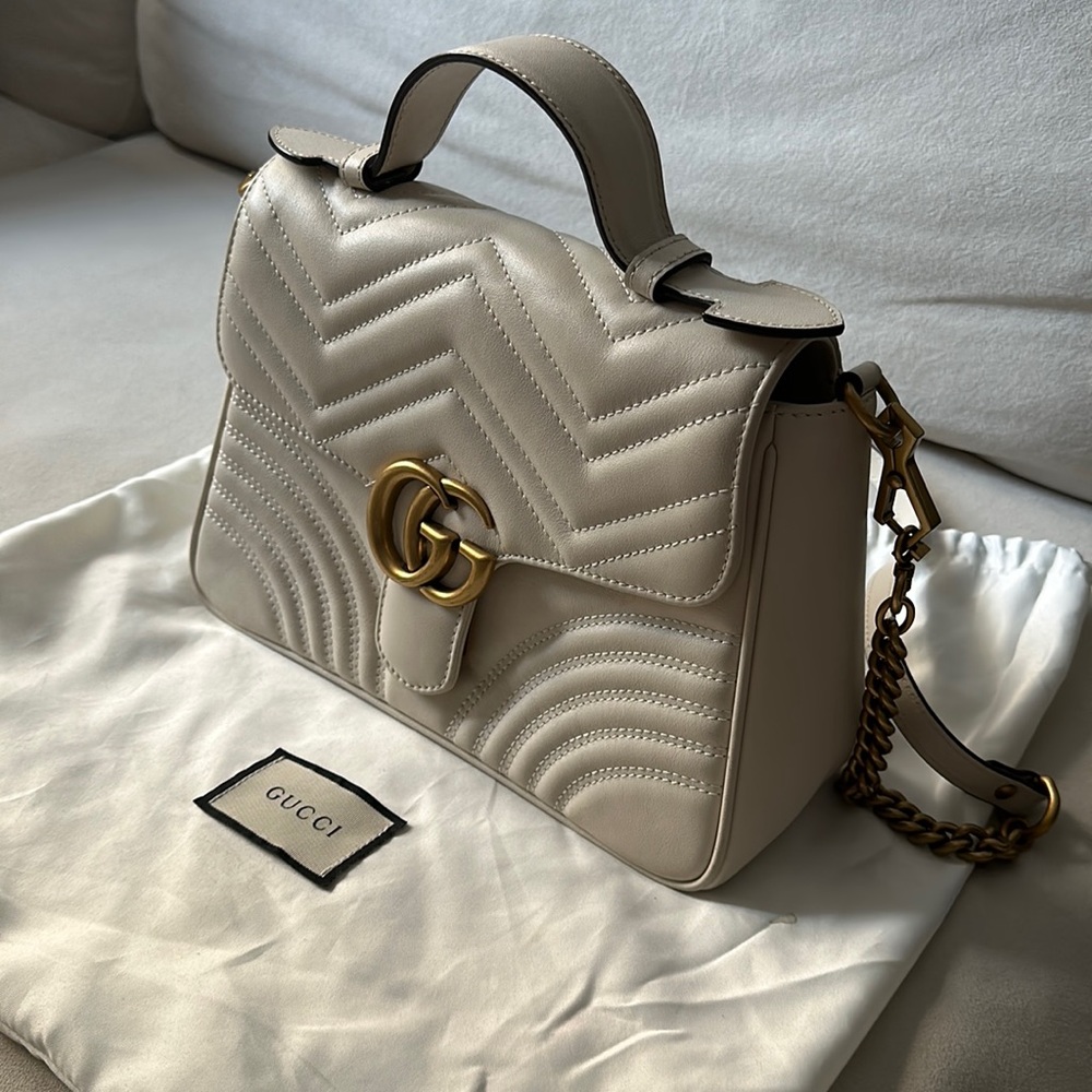 Gucci GG Marmont Mini Top Handle Bag - White